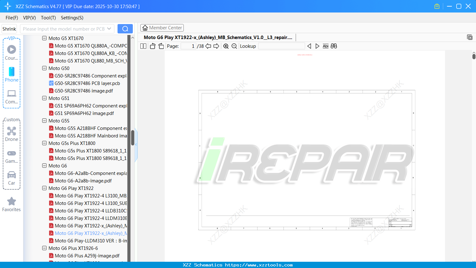 Motorola Moto G6 Play XT1922-x_(Ashley)_MB_Schematics_V1.0_L3_repair